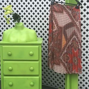 ZARA Multi Paisley Pleated Skirt